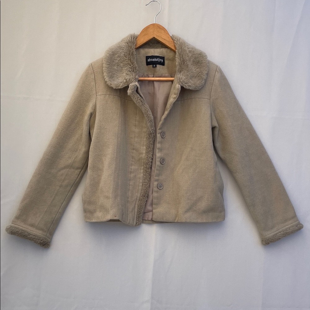 Absolutjoy Women’s Jacket, size S, wool blend with faux fur collar - Picture 4 of 15